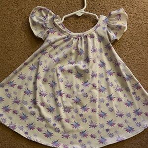 Dot Dot Smile Cream Dress with Purple and Blue Star Print